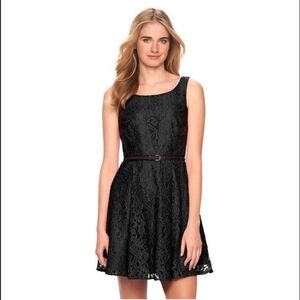 LC Lauren Conrad black lace dress with belt